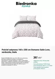 Biedronka gazetka tydzień 41 Strona 4: Pościel satynowa 160 x 200 cm Domarex Satin Love, serduszka, biała €39,99
