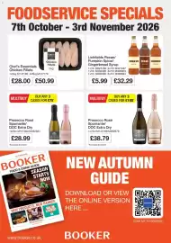 Booker Wholesale brochure Page 1: Prosecco Rosé €38,79, Chef's Essentials Chicken Fillets €28,00