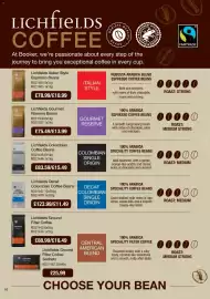 Booker Wholesale brochure Page 10: Lichfields gourmet reserve beans €13,99, Lichfields decaf colombian coffee beans €11,49