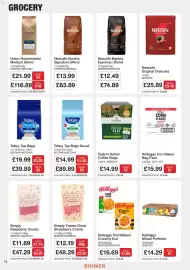 Booker Wholesale brochure Page 12: Simply freeze dried strawberry crumb €12,19, Tetley tea bags decaf €14,99