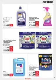 Booker Wholesale brochure Page 19: Lenor professional fabric softener purple bloom €13,99, Milton disinfecting fluid €28,99