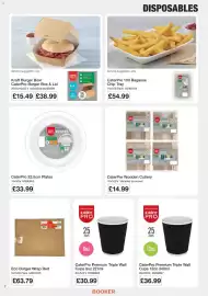 Booker Wholesale brochure Page 7: CaterPro 22.5cm Plates €33,99, Caterpro premium triple wall cups €30,99