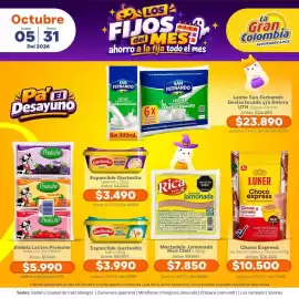 Catálogo La Gran Colombia Página 1: Esparcible Gustosita €3.490,00, Luker Choco Express Sin Azúcar Clavos y Canela €10.500,00