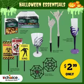 Choice The Discount Store catalogue Page 4: Zombie Warning Sign Stake Asst €58,00, Tinsel Web w Spider €2,99