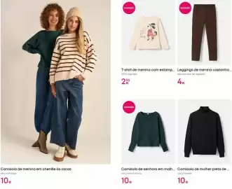 Catálogo Pepco Página 15: Com - camisola de malher preta de €10,00, Leggings de menina castanha €4,00