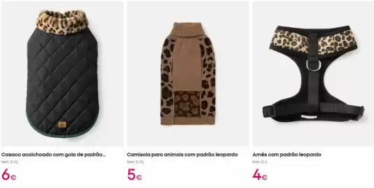 Catálogo Pepco Página 8: Com - camisola para animalis com padrão leopardo €5,00, Com - arnés com padrão leopardo €4,00