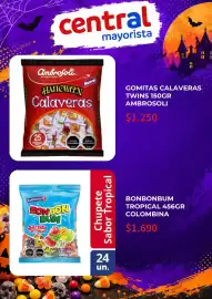 Catálogo Central Mayorista Página 3: Gomitas Calaveras Twins €1.250,00, Chupete Sabor Tropical €1.690,00