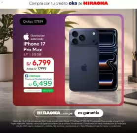 Catálogo Hiraoka semana 41 Página 2: Apple iPhone 17 Pro Max 6.9 €6.499,00