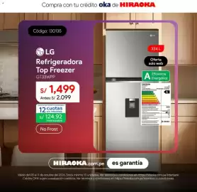 Catálogo Hiraoka semana 41 Página 7: LG Refrigeradora Top Freezer GT33WPP €1.499,00
