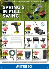 Mitre 10 catalogue Page 1: Stanley V20 18V Drill Driver Kit €99,00, Queen Galvanised Rubbish Bin €35,00