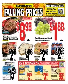 Super Saver weekly ad week 41 Page 1: Black Canyon Angus Beef T-Bone Steak €8,98, Best Choice Russet Potatoes €2,48