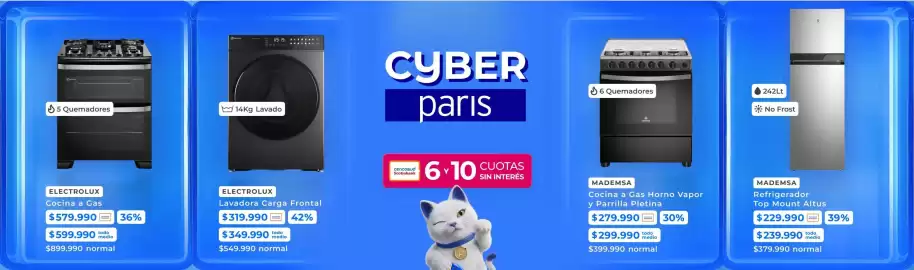 Catálogo Paris Página 11: Electrolux - lavadora carga frontal €319.990,00, Mademsa - refrigerador top mount altus €229.990,00