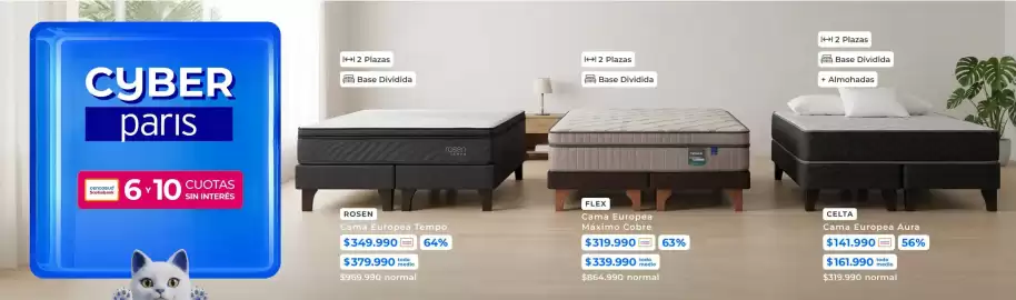 Catálogo Paris Página 12: Flex - cama cobre €319.990,00, Rosen - cama europea tempo €349.990,00