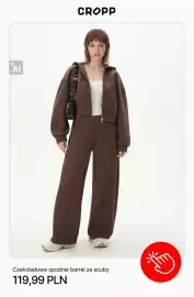 Cropp gazetka tydzień 41 Strona 3: Czekoladowe spodnie barrel ze scuby Cropp €119,99