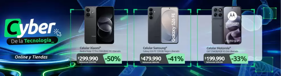 Catálogo PC Factory Página 4: Motorola - celular €199.990,00, Xiaomi - celular redmi note 17 pro 256gb/6g 5g €299.990,00