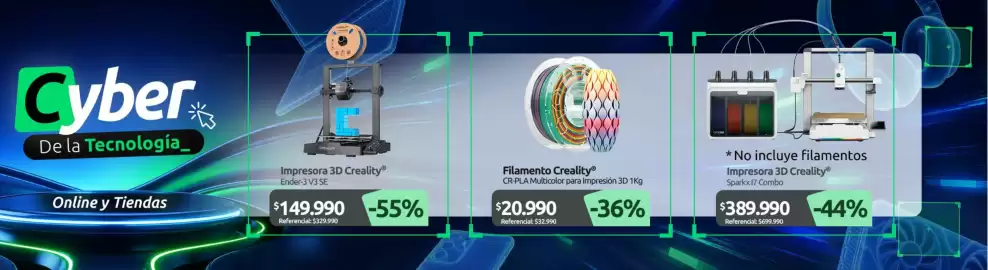 Catálogo PC Factory Página 6: No incluye filamentos impresora 3d creality €389.990,00, Impresora 3d €149.990,00