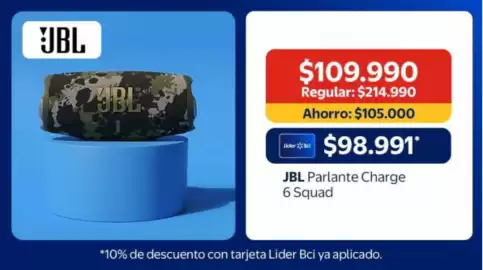 Catálogo Lider Página 10: Jbl - parlante charge 6 squad €109.990,00