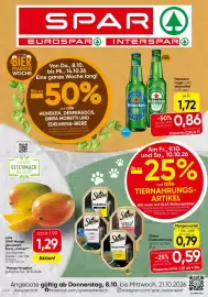 Spar Flugblatt Seite 1: Heineken Lager oder alkoholfrei €0,86, Süße SPAR Mango €1,29