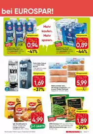 Eurospar Flugblatt Seite 11: Schärdinger Formil H-Vollmilch €0,94, Spar Lachsfilet Natur €5,99