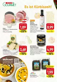 SPAR Gourmet Flugblatt Seite 2: Maniferie Steirisches Kürbiskernöl €8,99, Sulzberger Kürbiskernrebell €3,69
