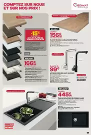 Catalogue Gedimat page 5: Plan de travail lamellé massif hévéa €156,90, Kramer mitigeur évier bec haut goodlife chromé €99,00