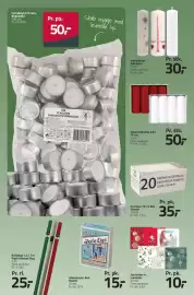 Fleggaard avis Side 62: Juletræslys i ren stearin, 20 stk. €15,00, Kalenderlys 5,8 x 24 cm €30,00