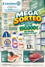 Catálogo E.Leclerc Página 1: Entrecot de añojo €18,89, Salmón fresco noruego €8,95