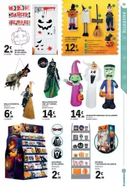 Catálogo E.Leclerc Página 33: Decoración hinchable de halloween €14,95, Bruja decorativa con luz y sonido €14,95