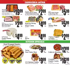 Baja Ranch weekly ad week 41 Page 3: Fud Turkey Ham €5,99, Hand Wrapped Tamales €3,25