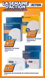 Catalogue Action semaine 41 page 1: Smartwares Détecteur de monoxyde de carbone €11,95, Smartwares Détecteur de fumée €2,99