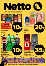 Netto tilbudsavis uge 41 Side 1: Faxe Kondi eller Pepsi Max sodavand €10,00, Velsmag hakket grise- og kalvekød €20,00
