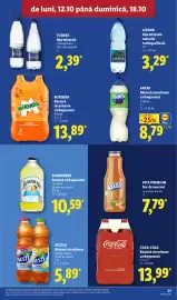 Catalog Lidl săptămâna 42 Pagină 21: Coca-Cola gust original €13,99, Mirinda băutură răcoritoare carbogazoasă orange €13,89