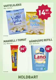 Holdbart kundeavis Side 6: Stabburet Makrell i Tomat €34,90, Berthas Vaffelkjeks €14,90