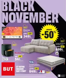 Catalogue BUT page 1: Simmons ensemble matelas et sommier €649,99, Hisense Téléviseur €349,99