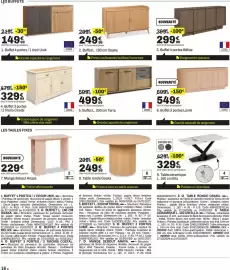 Catalogue BUT page 16: Terra Buffet L. 200 cm €499,99, Unik Buffet 4 portes / 1 tiroir €149,99