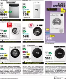 Catalogue BUT page 27: Hisense Lave-linge hublot €349,99, Whirlpool Lave-vaisselle €599,99