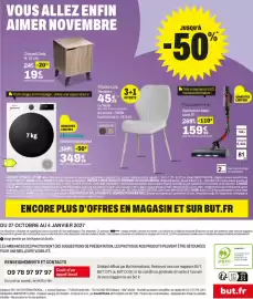 Catalogue BUT page 36: Hisense Sèche-linge hublot €349,99, Chevet Céda €19,99