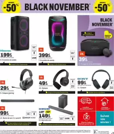 Catalogue BUT page 5: JBL Casque €49,99, Hisense Enceinte de soirée €199,99