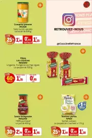Catalogue Coccinelle Supermarché page 27: PANZANI Sauce bolognaise €1,95, VALADE Compote pomme €1,25