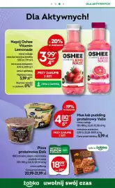 Żabka gazetka Strona 74: Pizza proteinowa BBQ chicken Dzik €18,99, Napój Oshee Vitamin Lemonade Strawberry €3,99