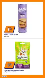 Action folder week 41 Pagina 21: Purrfections kattensnacks €0,59, Milka choco pause €1,95