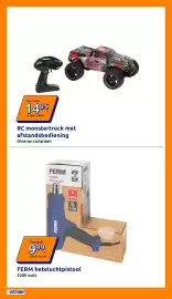 Action folder week 41 Pagina 23: RC monstertruck met afstandsbediening €14,95, Ferm heteluchtpistool €9,99