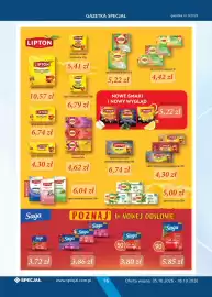 Specjał gazetka Strona 16: Lipton piramidki zielone €5,22, Saga herbatka owocowa €3,86