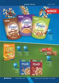 Specjał gazetka Strona 39: Platki Nestle Cold Flakes miód i orzeszki €7,95, Platki Nestle musli €8,49