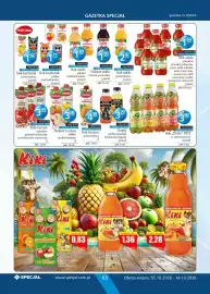 Specjał gazetka Strona 63: Sok 100% Pomarańcza Fortuna €2,54, Sok karton pomarańcza €4,39