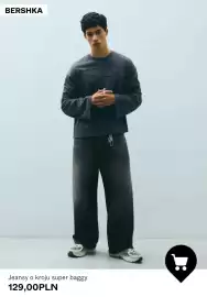 Bershka gazetka tydzień 41 Strona 10: Jeansy o kroju super baggy Bershka €129,00