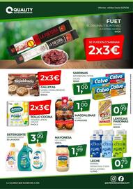 Folleto Quality Supermercados Página 4: Isamari lentejas pardinas €0,99, Calvo - sardinas €1,00