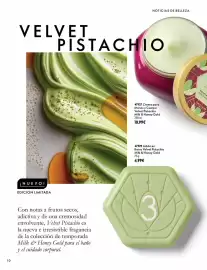 Catálogo Oriflame Página 10: NOTICIAS DE BELLEZA VELVET PISTACHIO HIO ¡NUEVO! EDICIÓN LIMITADA 47927 Crema para Manos y