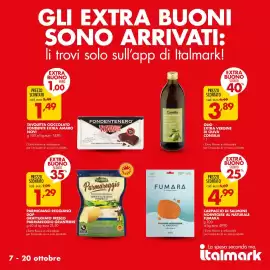 Volantino Italmark Pagina 2: Parmareggio Granterre €1,29, Tavoletta cioccolato fondente extra amaro Novi €1,49