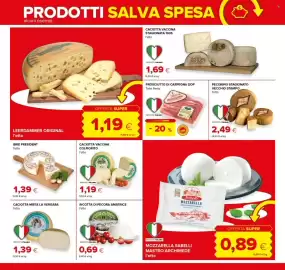 Volantino Oasi Pagina 7: Mozzarella Sabelli Mastro Archimede €0,89, Prosciutto di Carpegna DOP